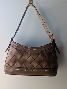 Nine West Brown Woven Shoulder Bag